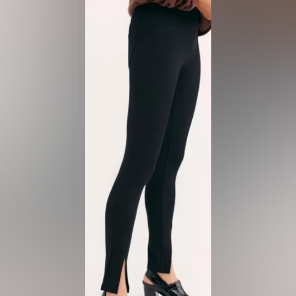 Blank NYC Black Dress Leggings Skinny Pants Ankle Slit Stretch Size 24 NWT